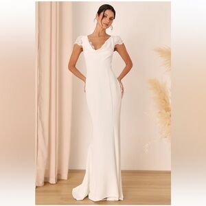 Lulu's Elegant White Maxi Dress
